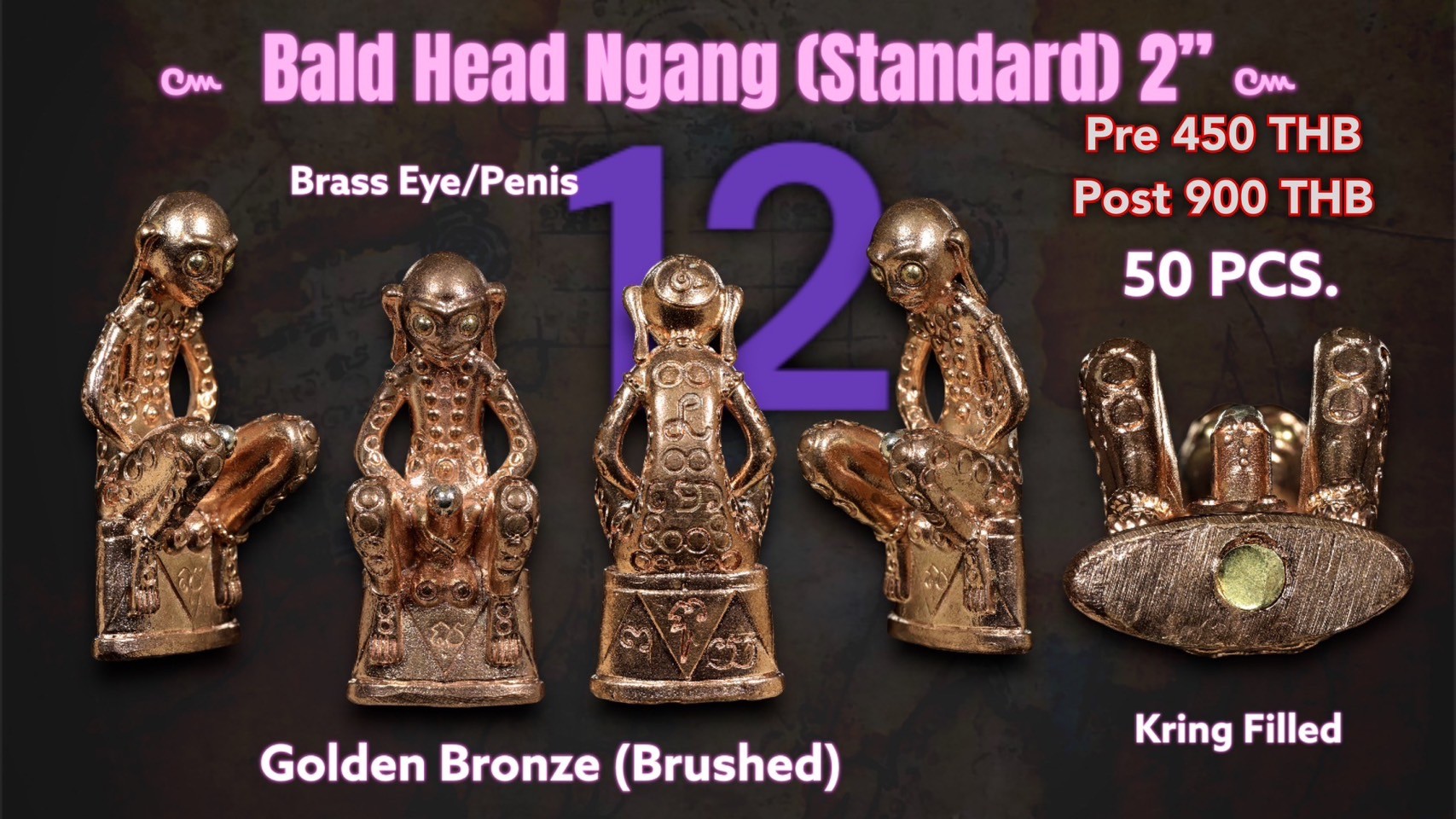 12.Bald Head Ngang Golden Bronze (Brushed) 2 inches