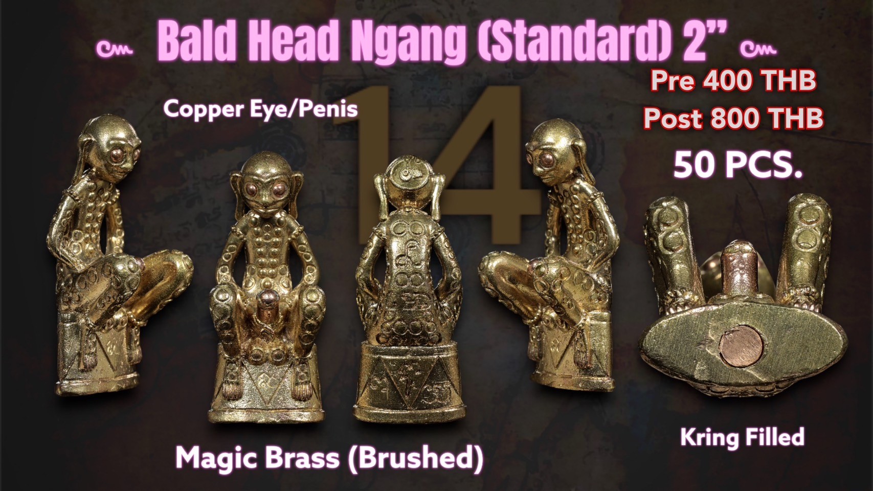 14.Bald Head Ngang Magic Brass (Brushed) 2 inches